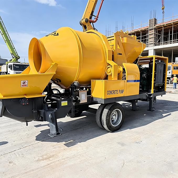 Mini Mobile Concrete Pump with Mixer, Towable Mortar & Grout Pump for Narrow-Space Pouring